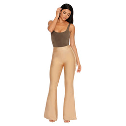 She Who Flares Wins Bandage Flare Trousers in Gold