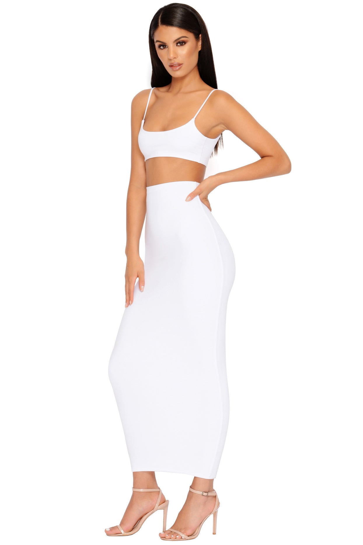 All Night Long Maxi Skirt in White