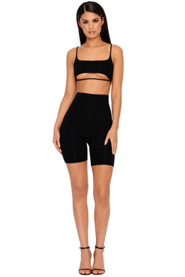 Under Your Skin High Waisted Shorts in Black