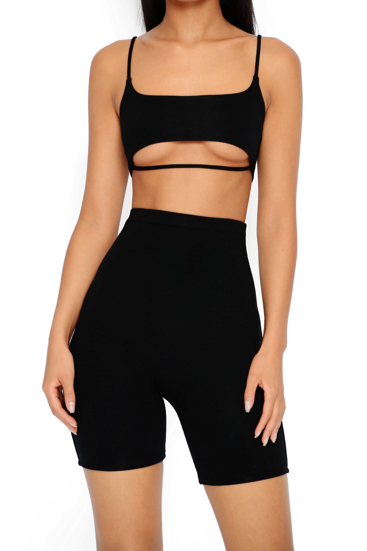 Under Your Skin Double Layered Strappy Bralette in Black