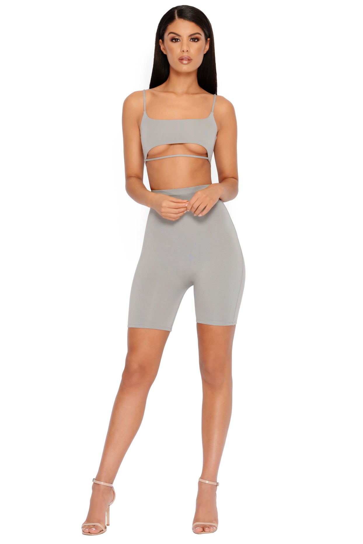 Under Your Skin High Waisted Shorts in Grey