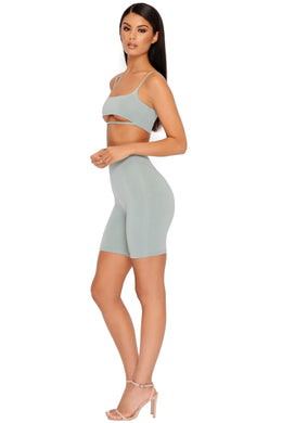 Under Your Skin High Waisted Shorts in Sage
