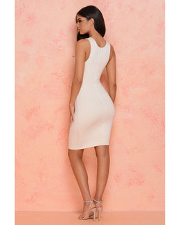 Strappy Hour Double Layered Underbust Knee Length Dress in Cream