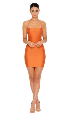 Right Side Of The Tracks Lace Up Mini Dress in Orange