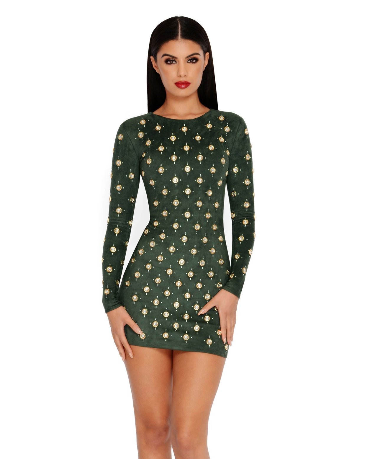 Push The Button Suede Embellished Mini in Green