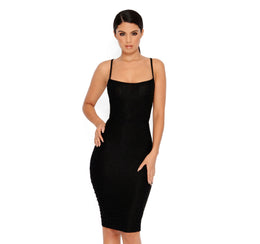 Bead To Know Embellished Midi Dress in Black