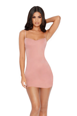 In The Slink Of An Eye Satin Strappy Mini Dress in Blush