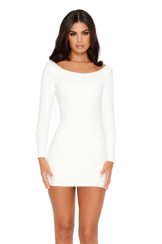 Per-suede Me Long Sleeve Suede Mini Dress in White