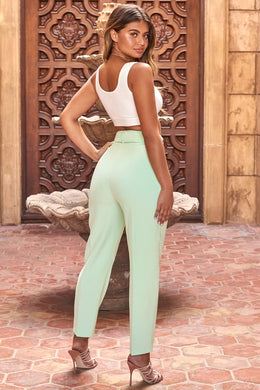 Tailor To You Belted High Waisted Trousers in Mint