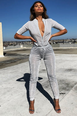 All That Glitters Metallic Jumpsuit in Silver