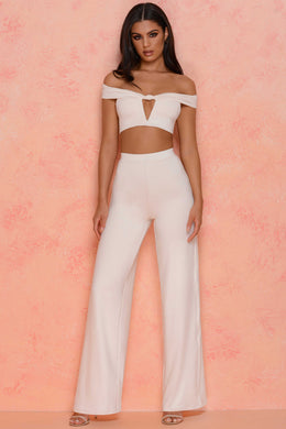 Low Key Petite High Waisted Trousers in Ivory