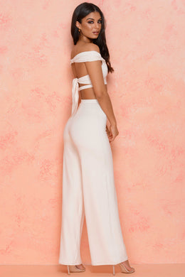 Low Key Petite High Waisted Trousers in Ivory
