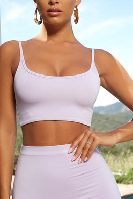 Up Close And Personal Double-Layered Crop Top in Lilac