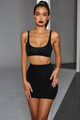 Two Timer Double Layered Bodycon Mini Skirt in Black