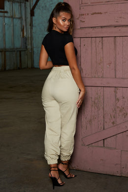 Reporting For Duty High Waisted Cargo Trousers in Beige