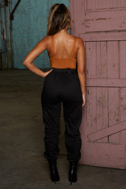Reporting For Duty High Waisted Cargo Trousers in Black
