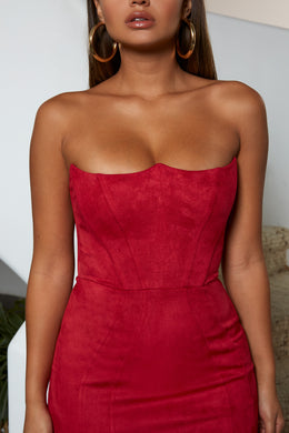 Curves For Days Structured Suede Mini Dress in Red
