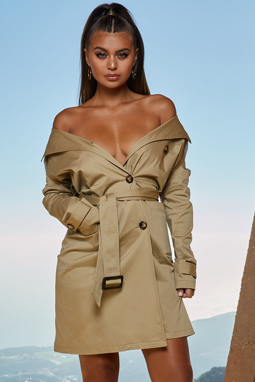 So Over You Bardot Trench Coat Dress – Oh Polly US