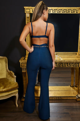 It Takes Two Petite High Waisted Bandage Trousers in Deep Teal