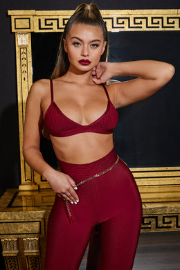 It Takes Two Petite High Waisted Bandage Trousers in Oxblood