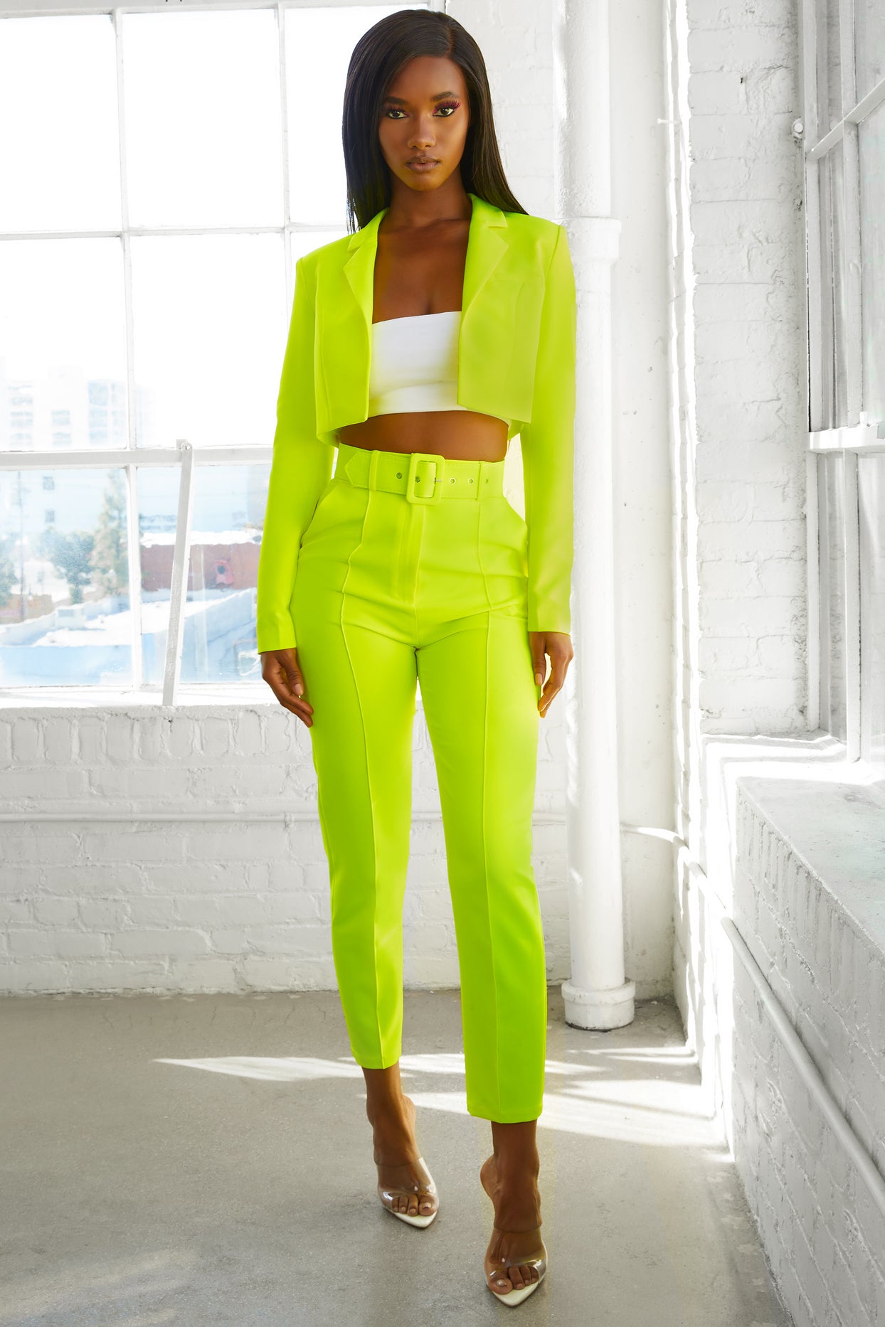Bossy Cropped Blazer in Neon Yellow | Oh Polly