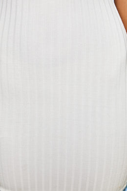 Draw The Line Ribbed Bodycon Mini Dress in White