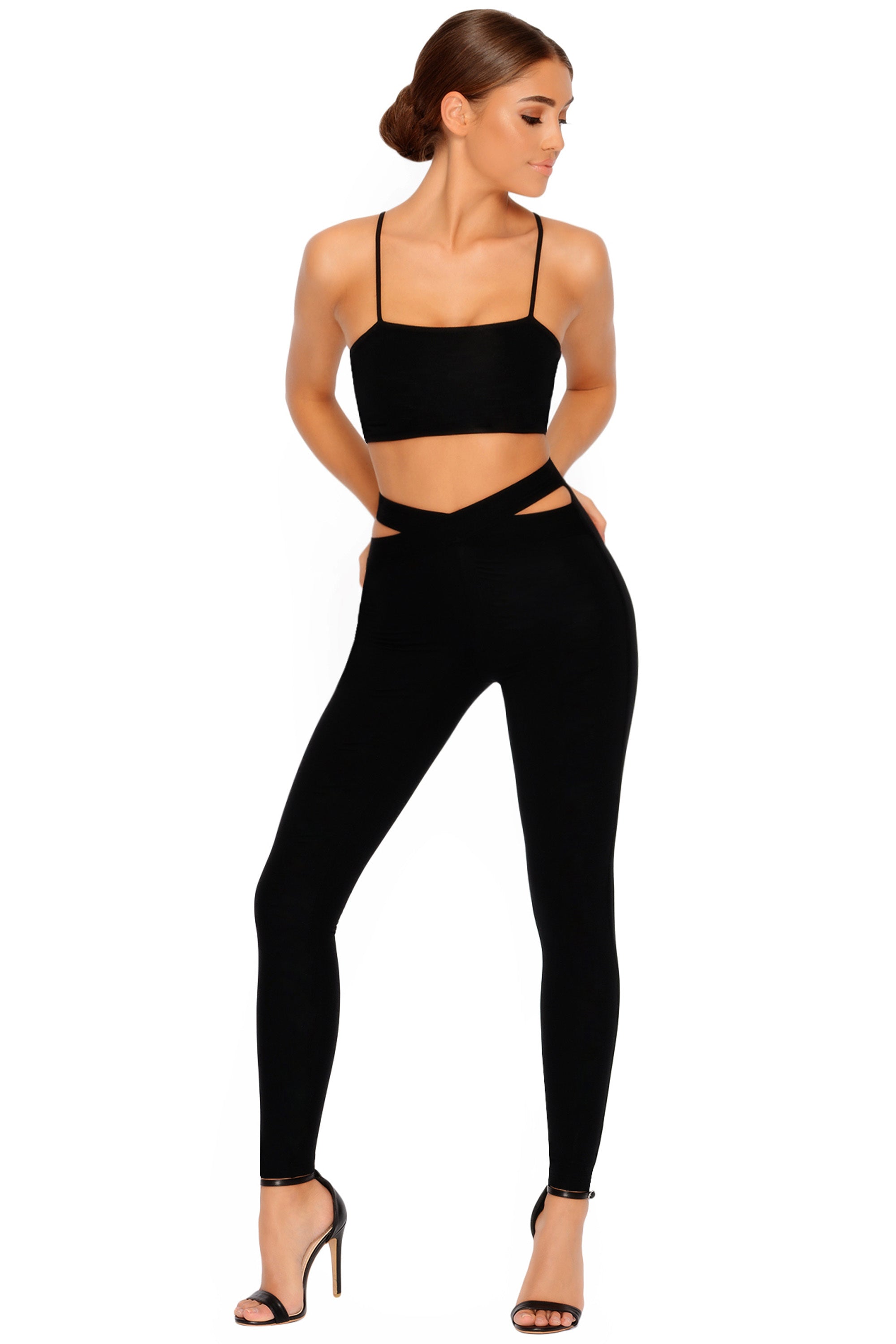 Cut Outta Here Legging recortada em preto