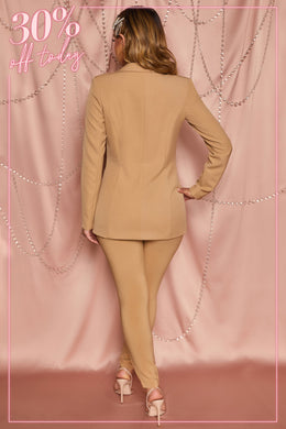 High Waisted Tailored Trousers in Tan
