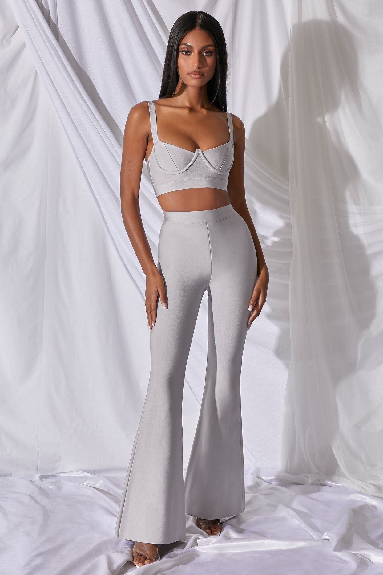 Too Good For You Underwired Bandage Crop Top in Grey