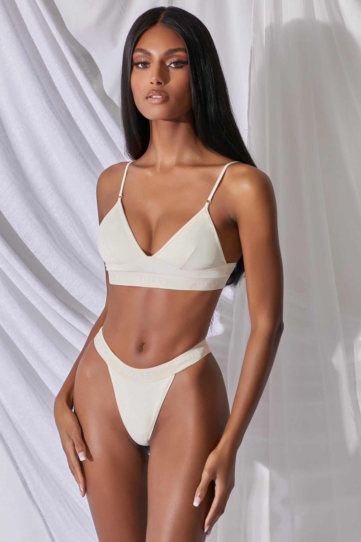 Cancel Your Plans Cotton Triangle Bralet in Ivory