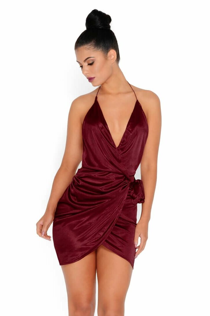 Oh polly satin sales wrap dress