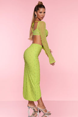 Embellished Maxi Skirt in Lime