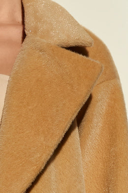 Knee Length Double Breasted Coat in Tan