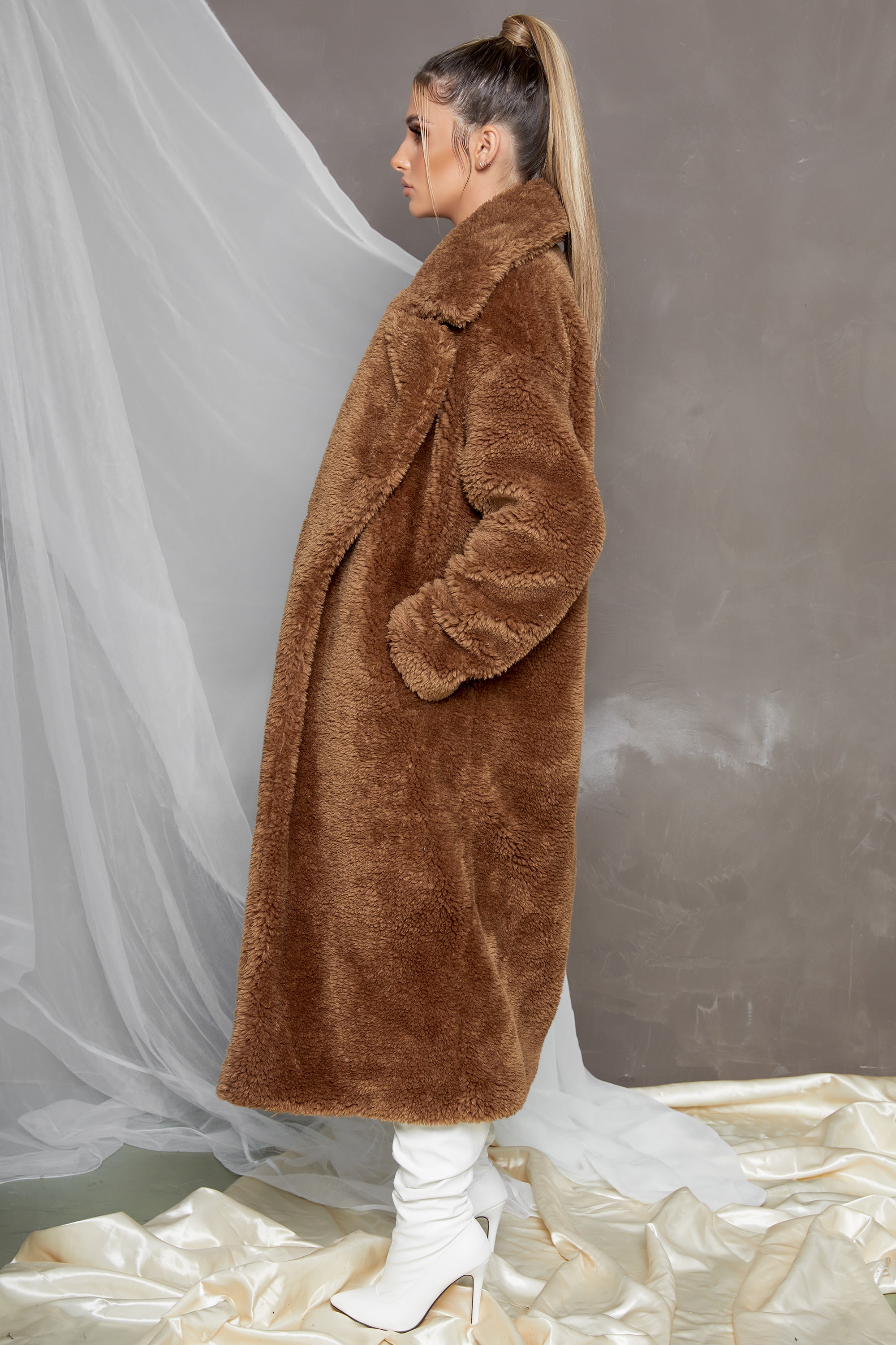 Empire Oversized Longline Cocoon Teddy Coat | Oh Polly