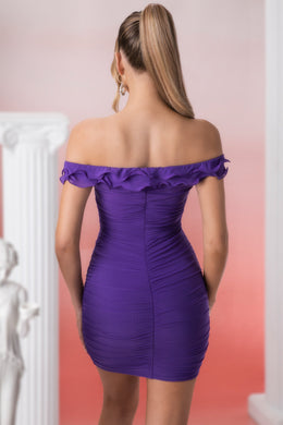 Ruffle Detail Mini Dress in Violet