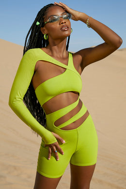 Cut Out Playsuit in Lime