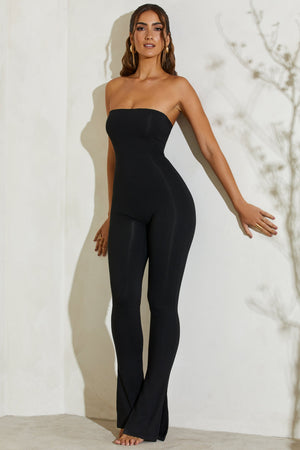 Jamila Strapless Flared Hem Jumpsuit in Black | Oh Polly 4 Jamila Strapless Flared Hem Jumpsuit in Black | Oh Polly 4