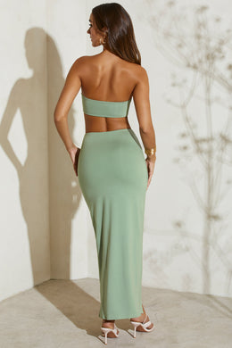 Back view of Bandeau Crop Top in Green