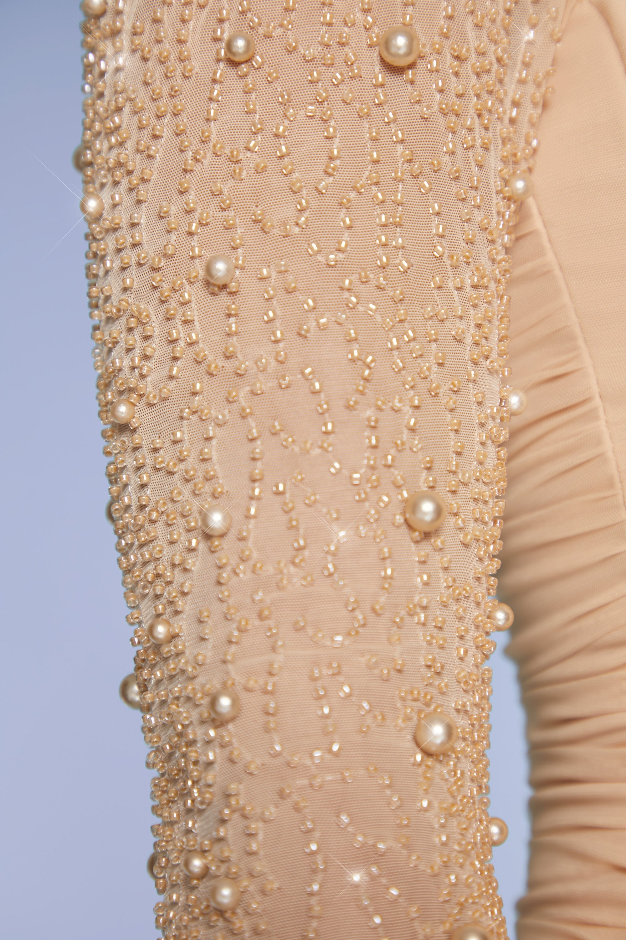 St. Germain Embellished Long Sleeve Mini Dress in Sand