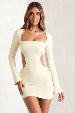Long Sleeve Cut Out Mini Dress in Ivory