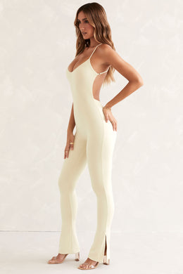 Tall Scoop Neck Backless Jumpsuit in Ivory