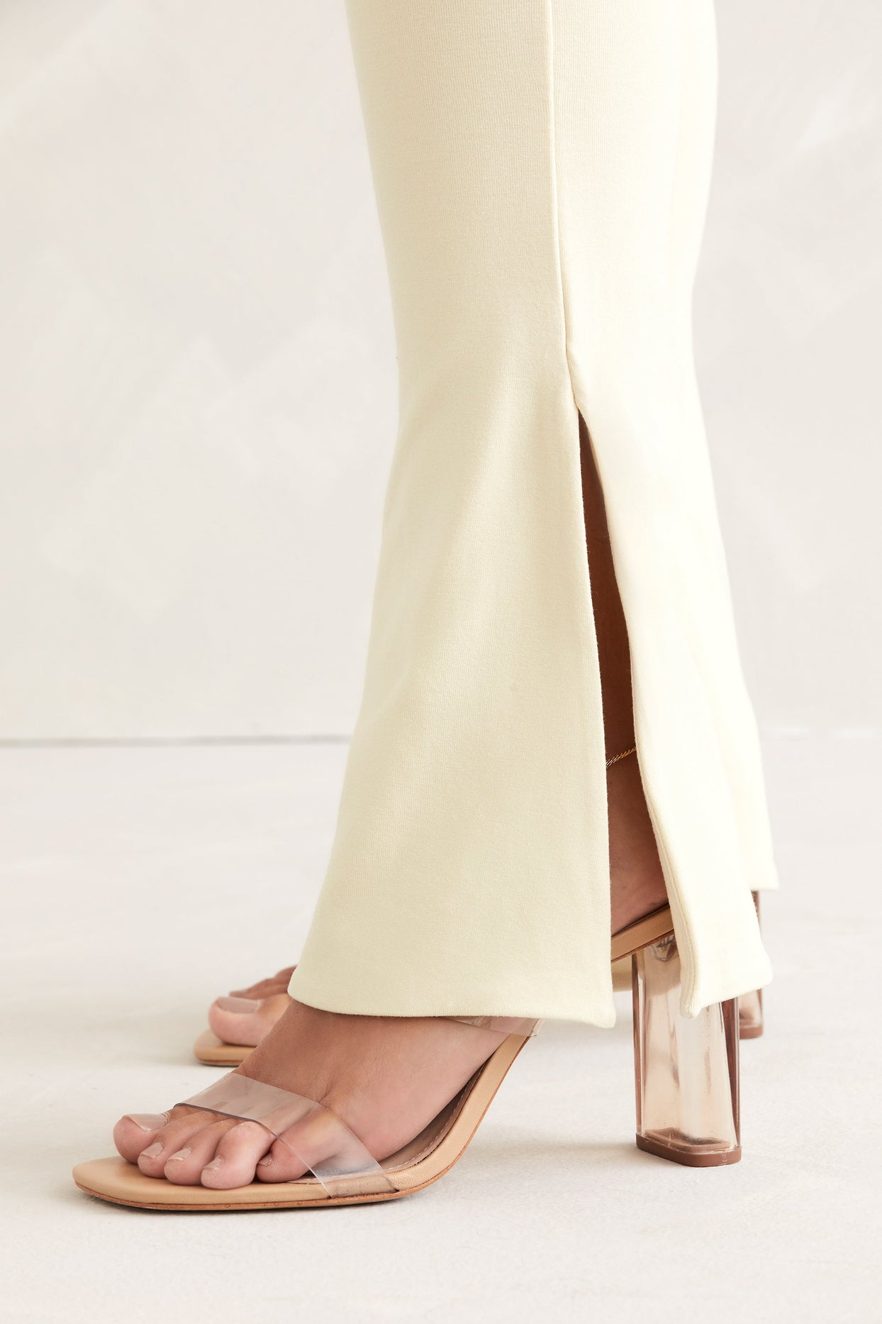 Jett Long Sleeve Square Neck Jumpsuit in Ivory | Oh Polly
