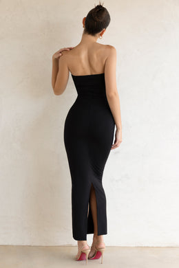 Back view of Maxi dress with split up the back.