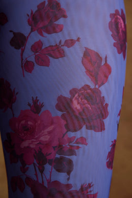 Hazan Tall Split Flare Ruffle Trousers in Periwinkle Print
