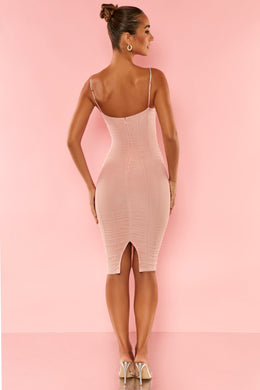 Embellished Strap Cut Out Midi Dress in Rose