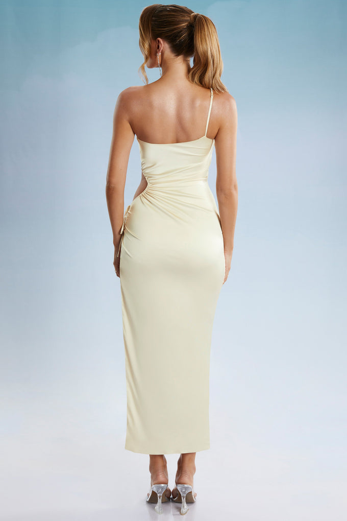 Back view of Asymmetric Cut Out Maxi Dress in Ivory