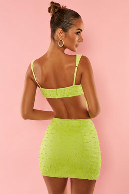 Low Plunge Neck Crop Top in Lime