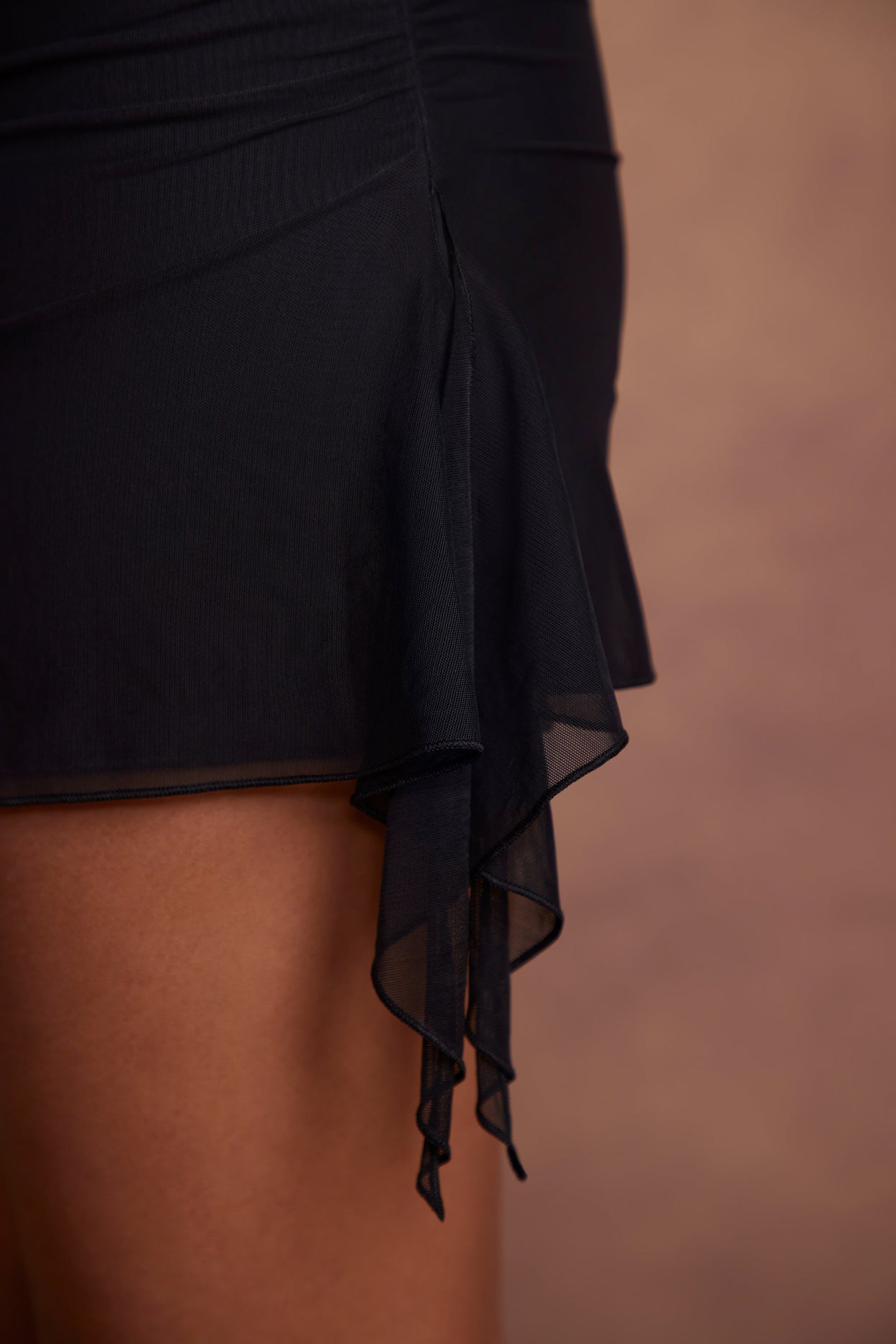 Asymmetric Single Sleeve Mini Dress Black