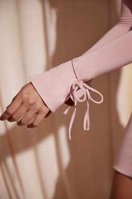 Long Sleeve Sweetheart Neckline Mini Dress in Pink