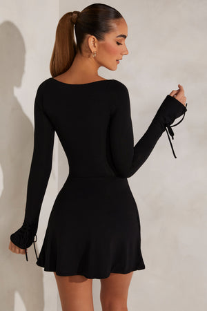 Long Sleeve A-Line Mini Dress in Black - 10 / Regular | Oh Polly Long Sleeve A-Line Mini Dress in Black - 10 / Regular | Oh Polly